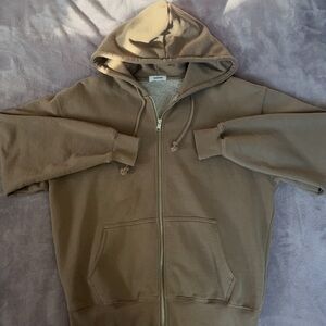 Garage Tan Oversized Zip-Up Hoodie